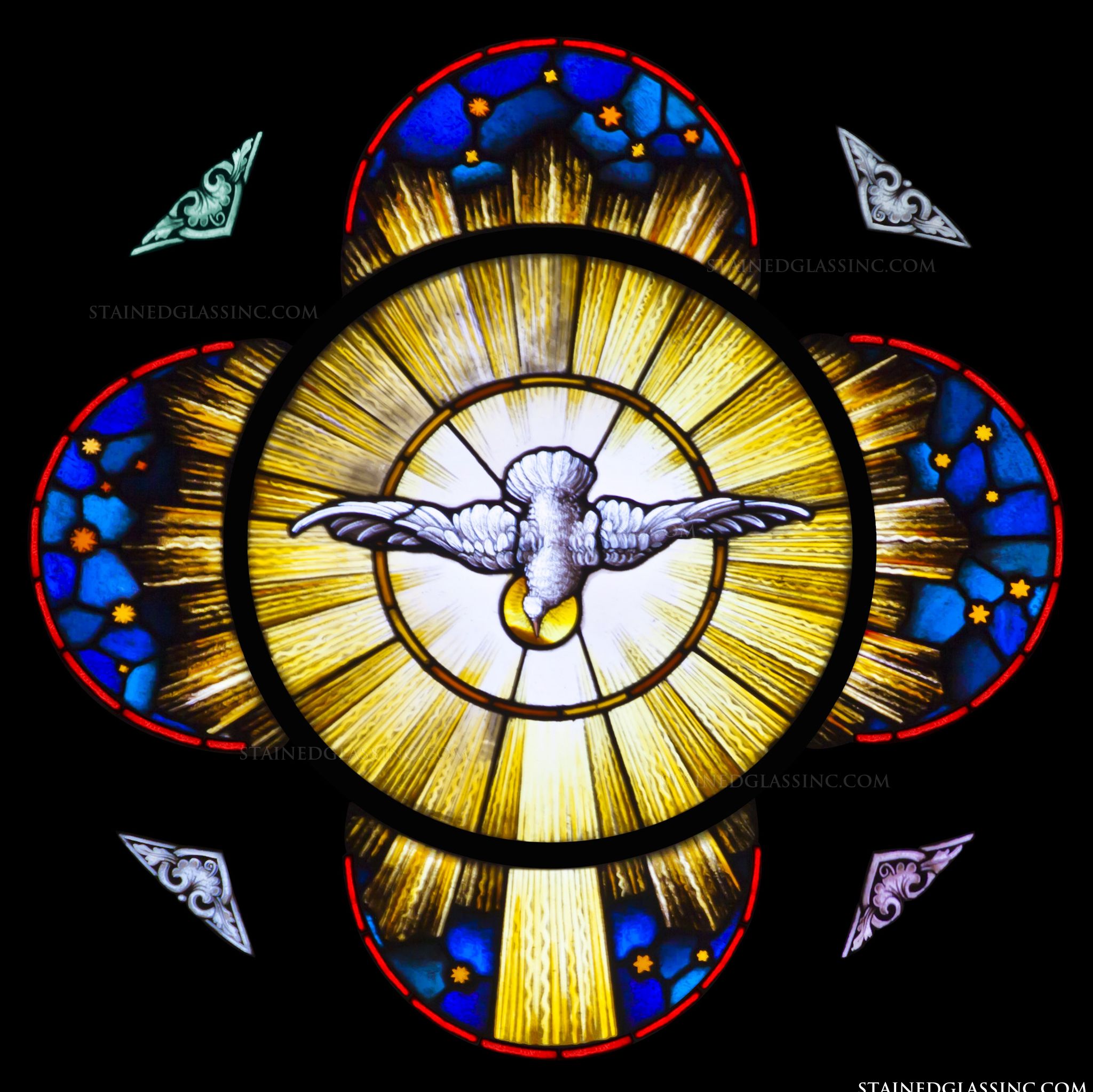 "Light of the Holy Spirit" Religious Stained Glass Window