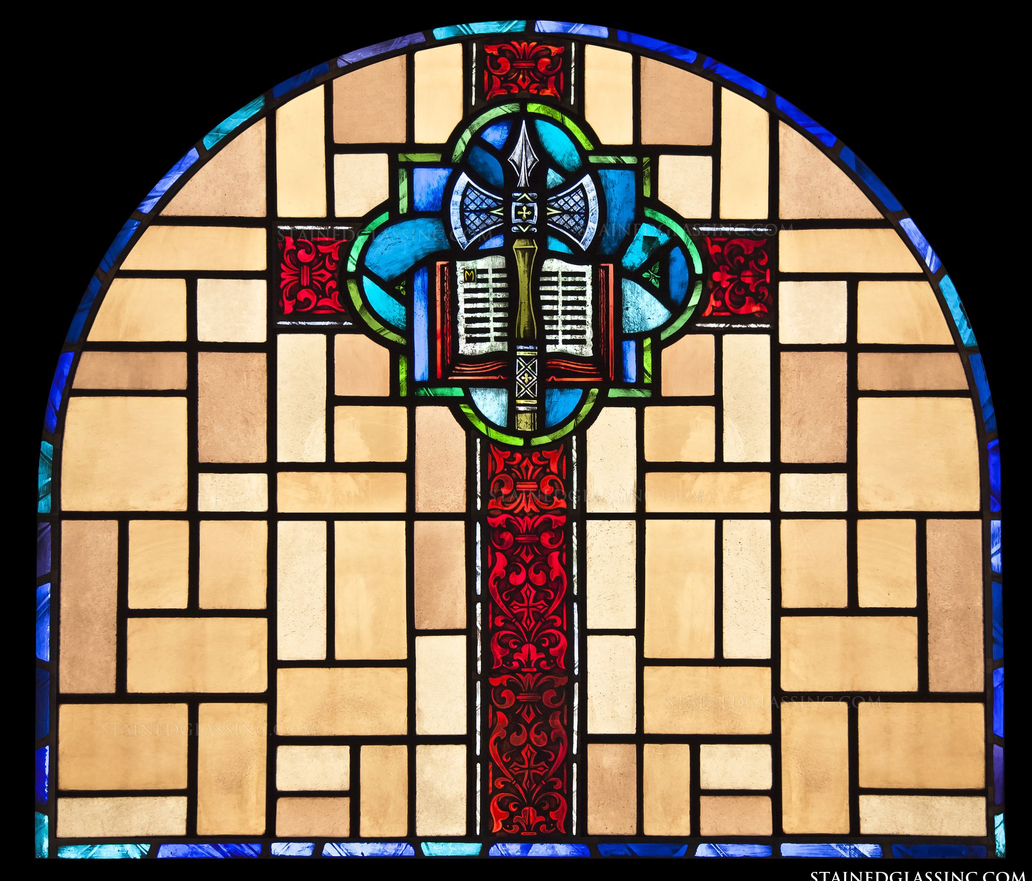  Axe And Bible Stained Glass Window