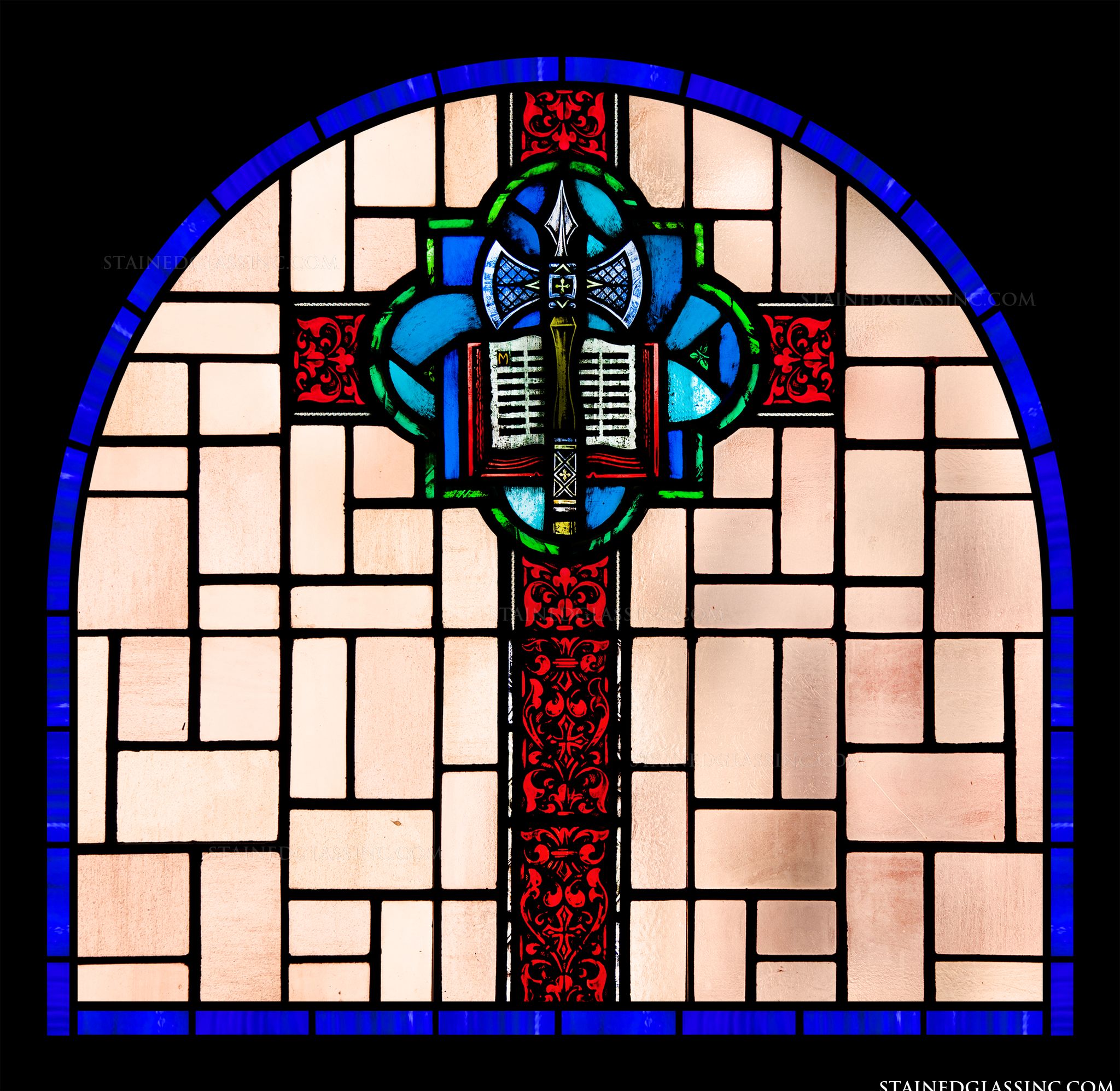  Axe Bible And Cross Religious Stained Glass Window