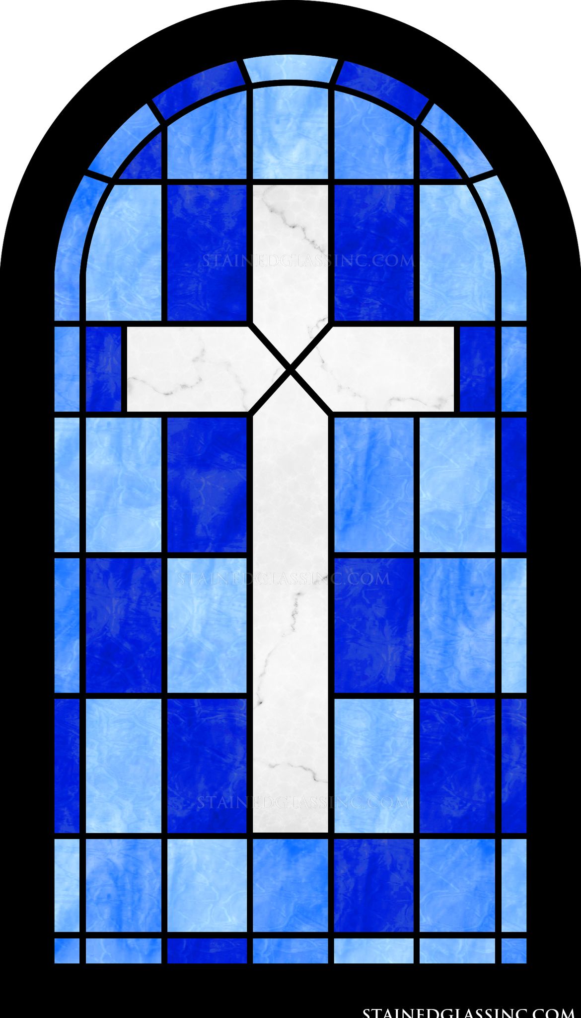  Sky Blue Cross Window Religious Stained Glass Window