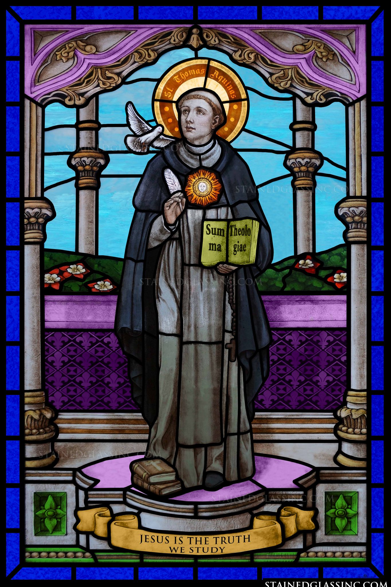 "Saint Thomas Aquinas" Religious Stained Glass Window