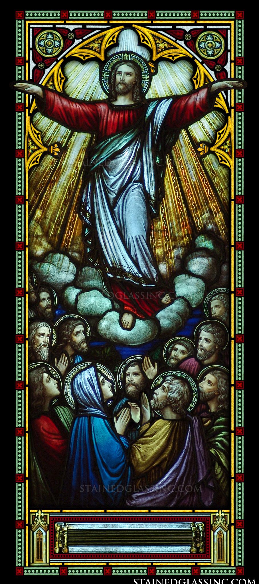 "Jesus Ascending" Religious Stained Glass Window