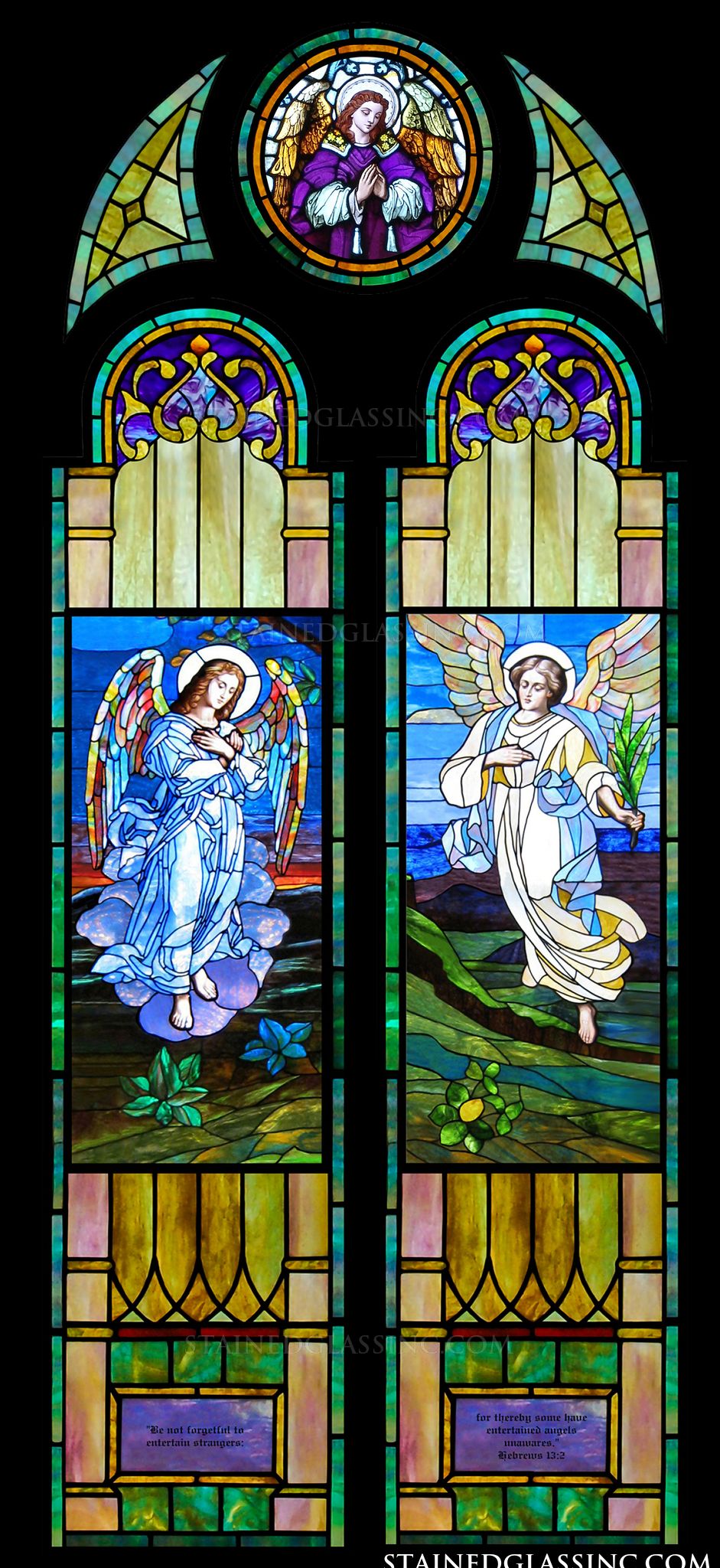  Angel With Shepherds Religious Stained Glass Window
