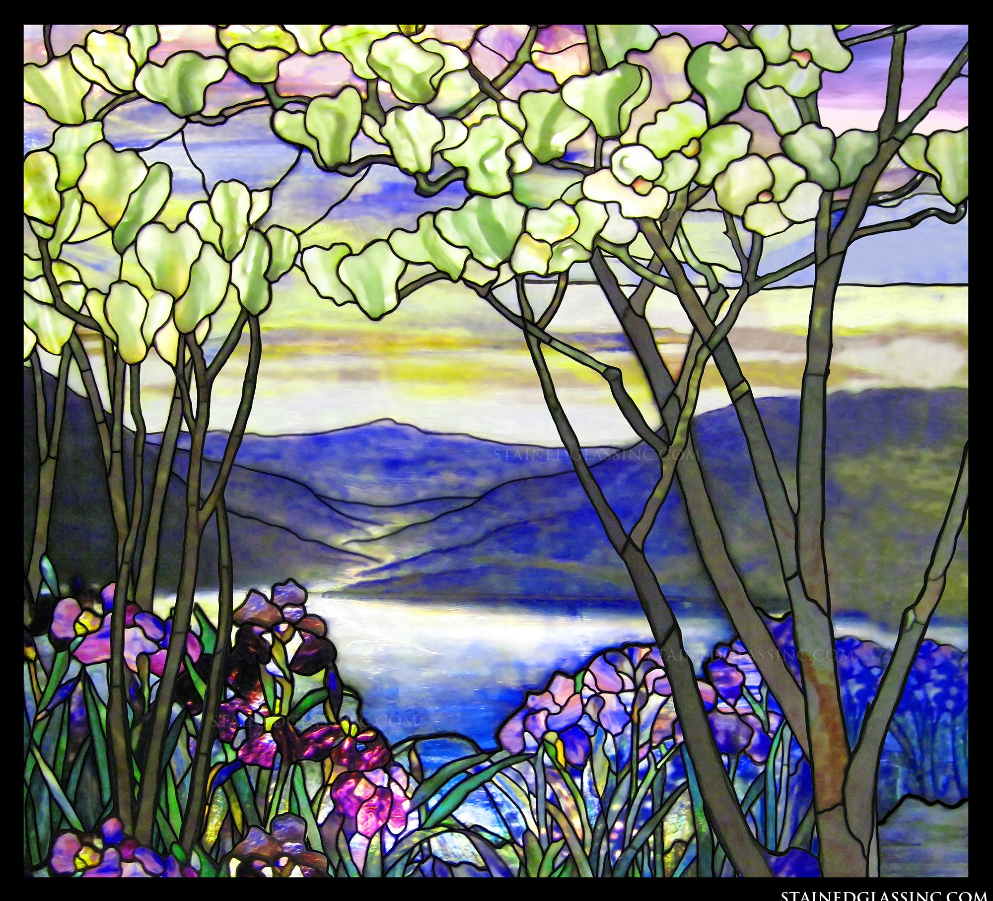 Louis Comfort Tiffany - Stained glass 4. Magnolias and irises | Poster