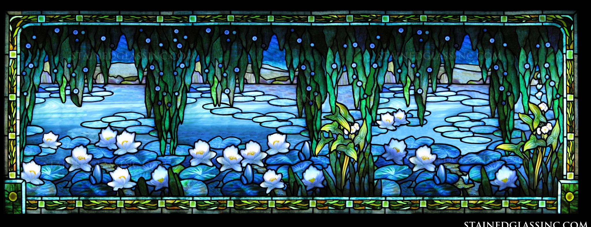 Water Lilies Stained Glass Window