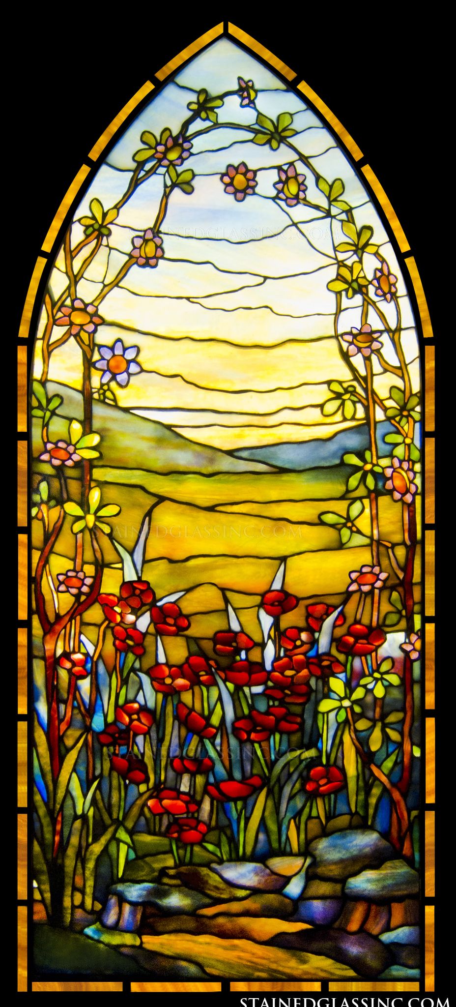  Floral Arch Window Stained Glass Window