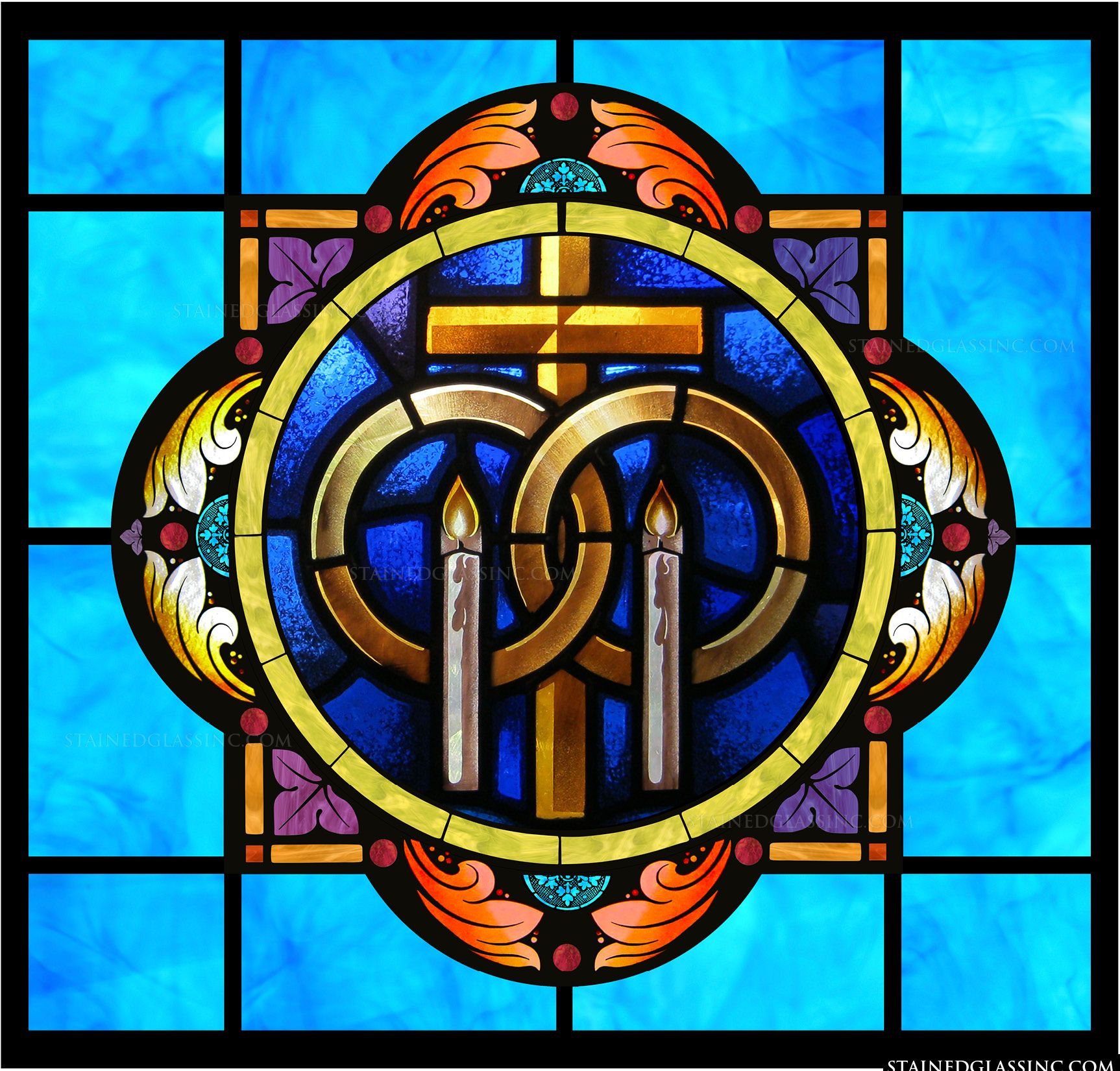  Matrimony Symbols Religious Stained Glass Window