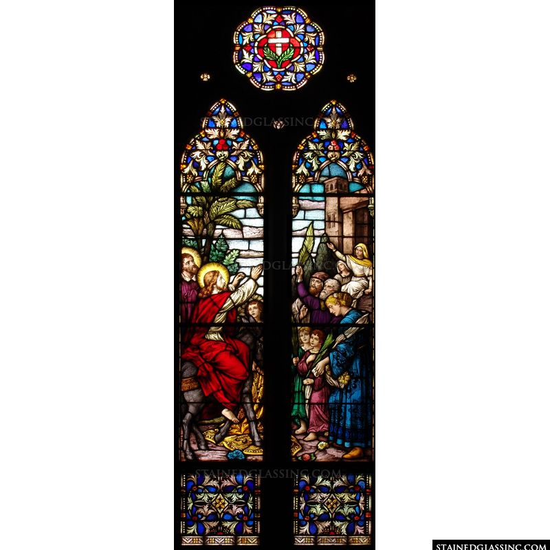 Triumphal Entry in stained glass. 