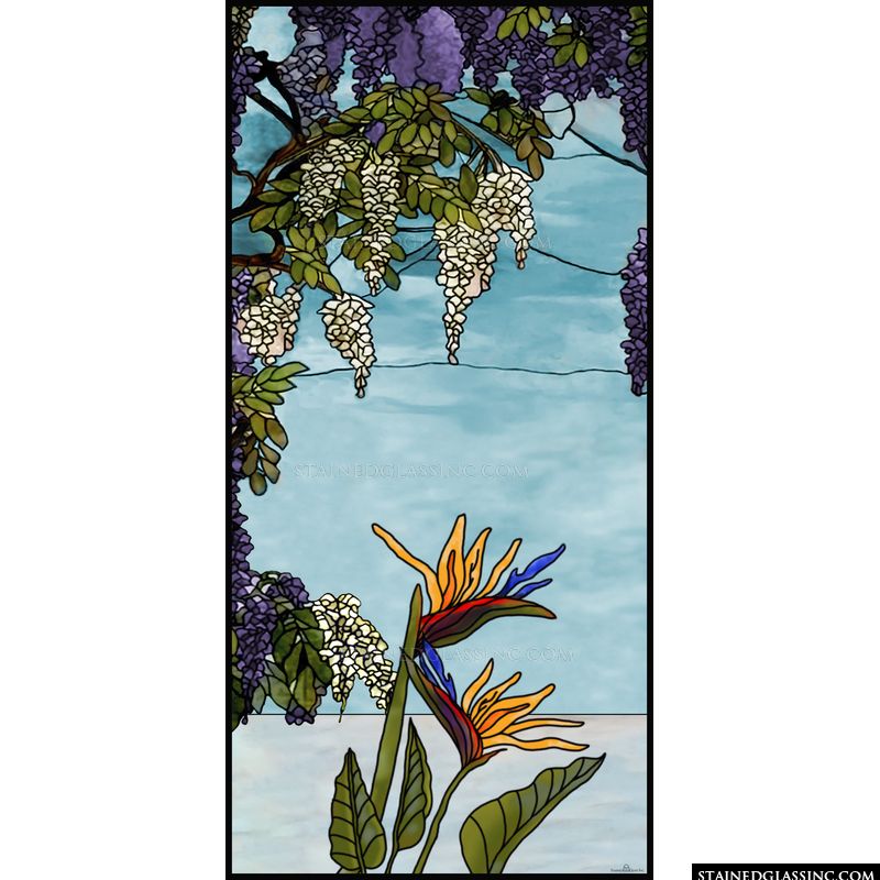Wisteria and Bird of Paradise Flowers