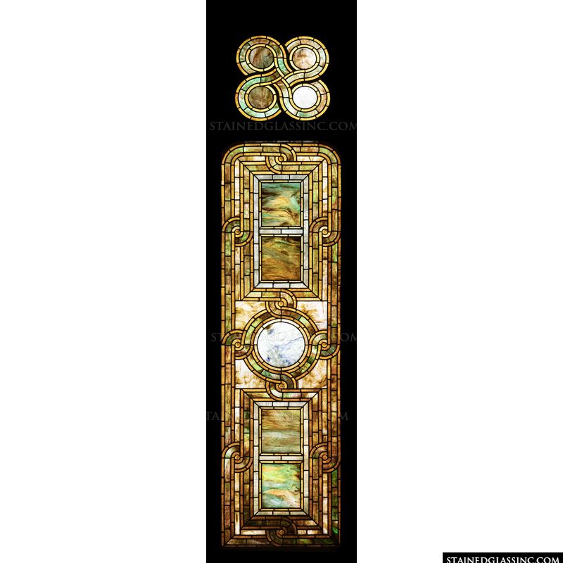 Geometric Interlocking Roundels and Rectangles. Tiffany Design