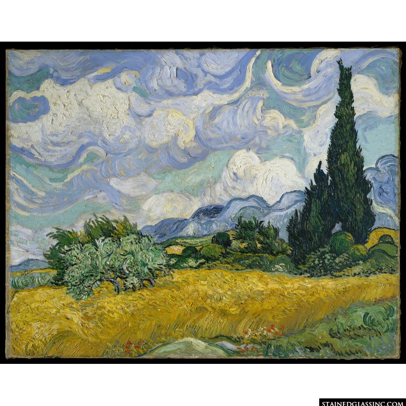 Wheat Field with Cypresses