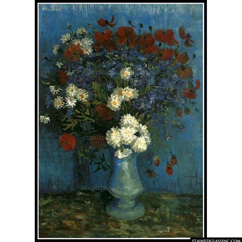 Vase with Cornflowers and Poppies