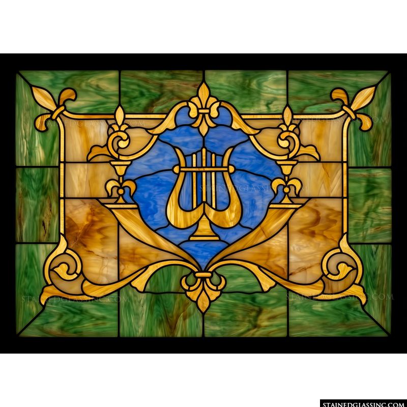 Golden Lyre Baroque Cartouche Panel
