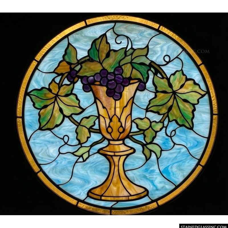 Vintage Chalice & Grapes Roundel