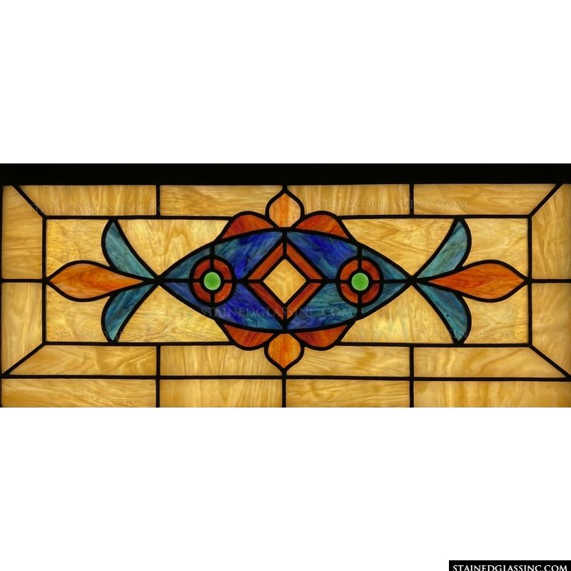 Geometric Blue Fish Transom