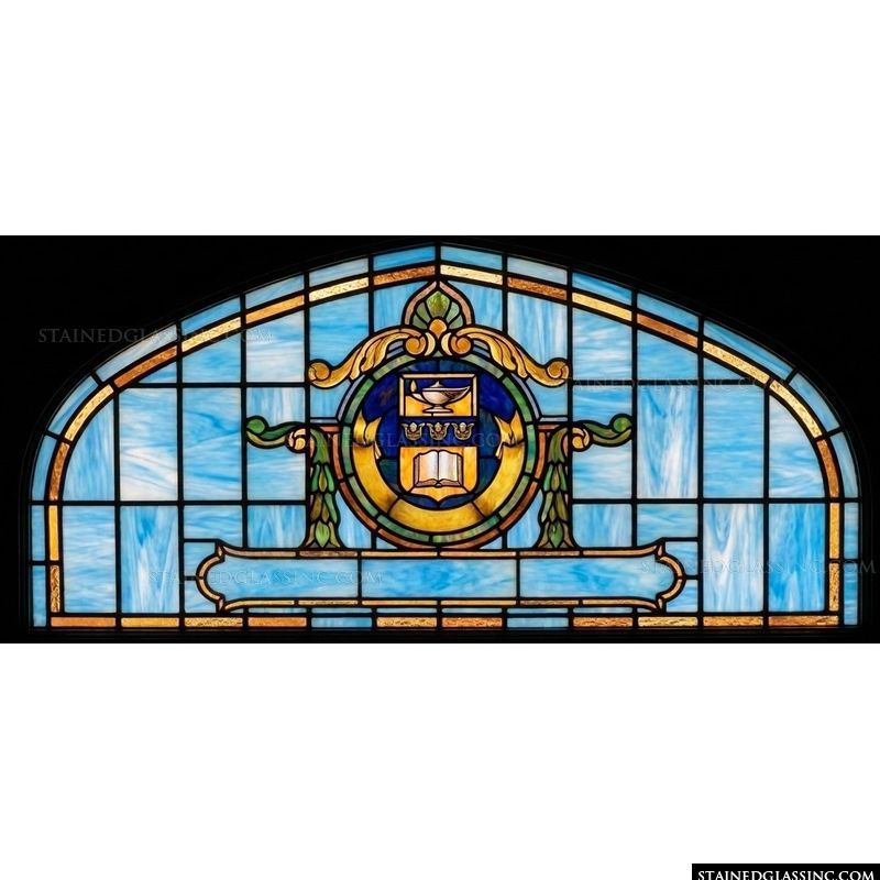 Academic Crest with Open Book and Lamp