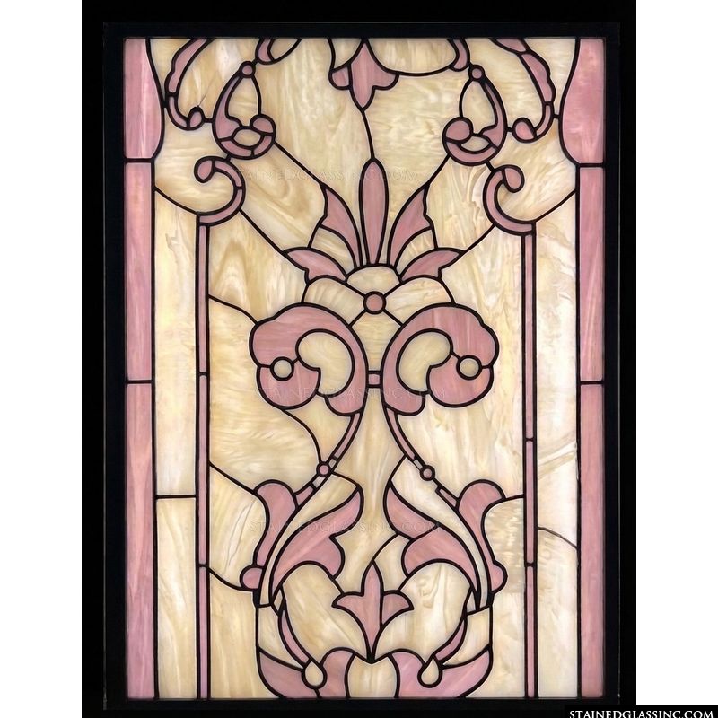 Ornate Art Nouveau Floral Motif in Blush and Cream