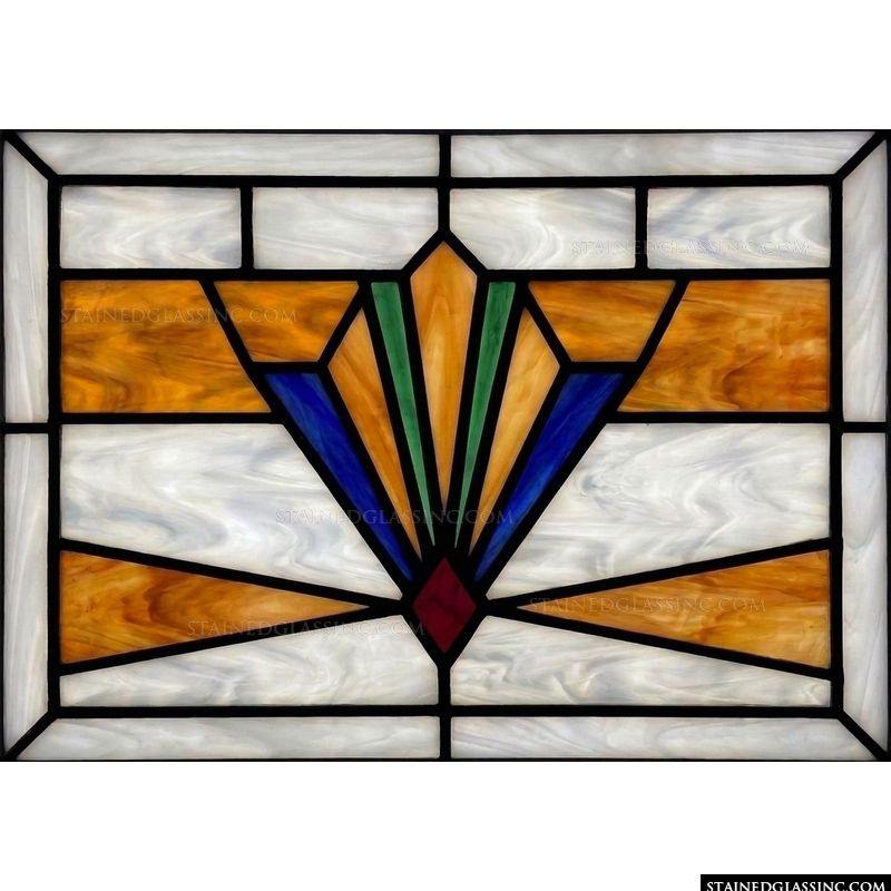 Art Deco Fan in Amber and Cobalt