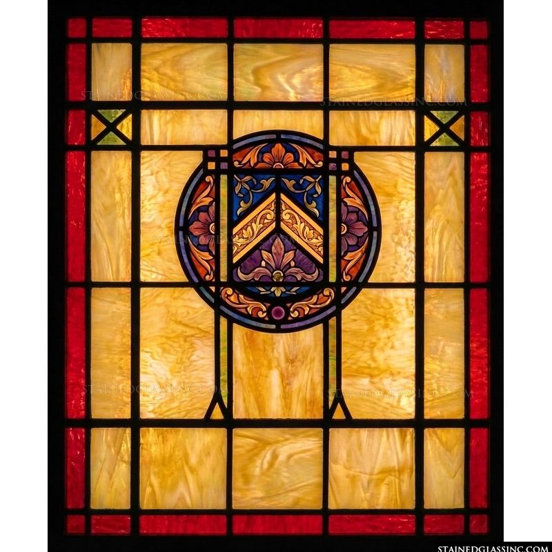 Heraldic Shield Medallion with Floral Accents