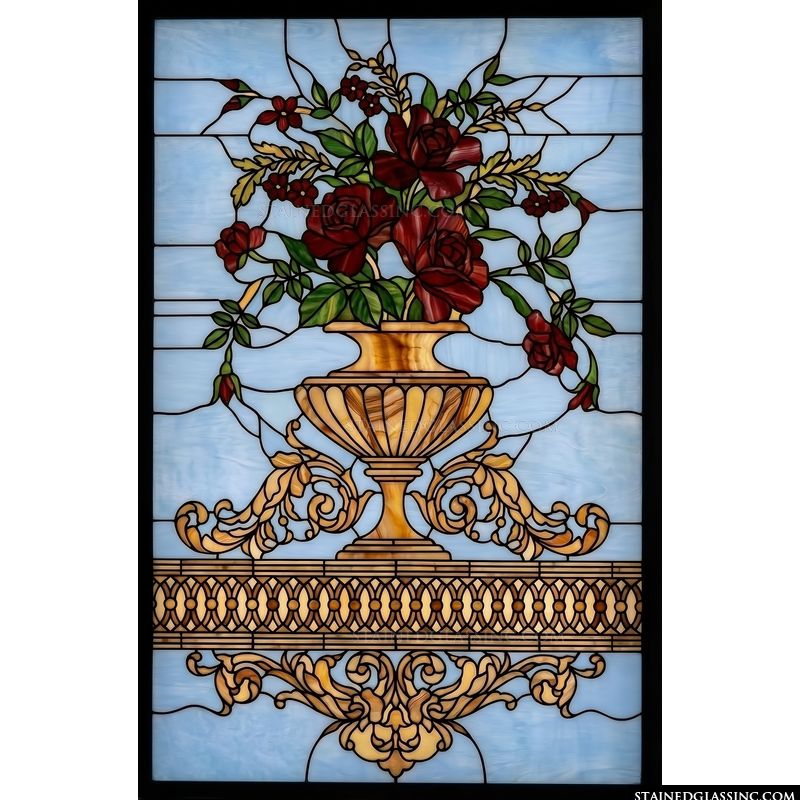 Classic Roses in Ornate Urn