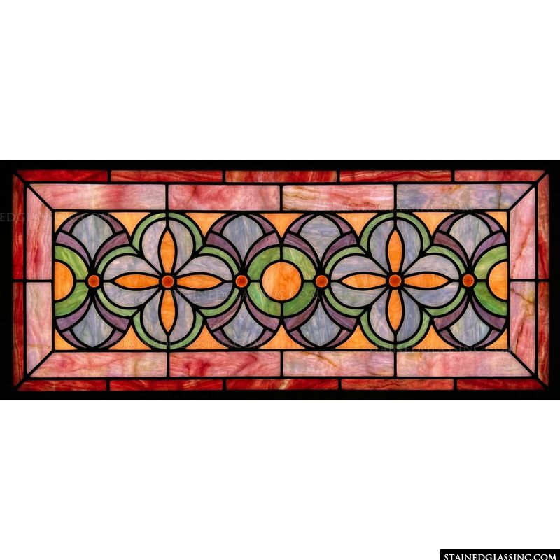 Floral Geometric Border in Rose and Sage