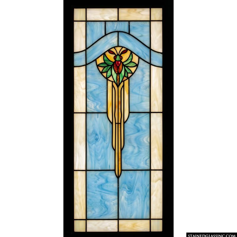 Art Deco Motif in Soft Blue and Amber