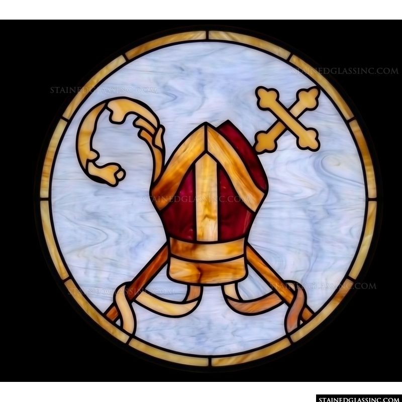 Episcopal Mitre with Crosier and Processional Cross