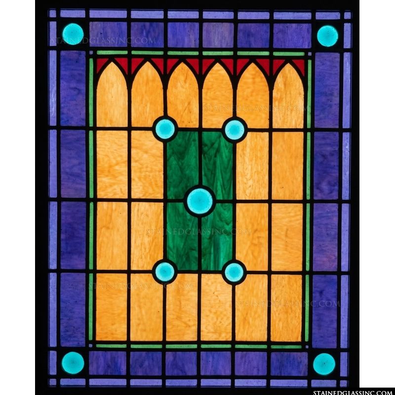 Geometric Grid in Amber, Cobalt, and Emerald