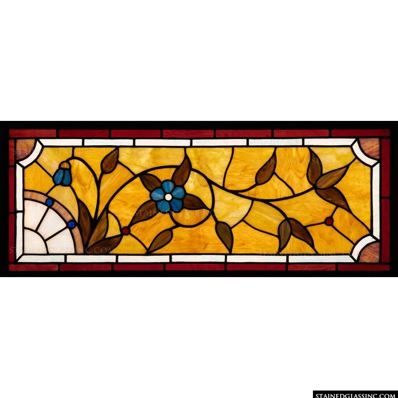 Blue Blossoms on Amber Vines