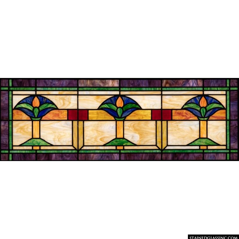 Floral Motif in Amber and Cobalt