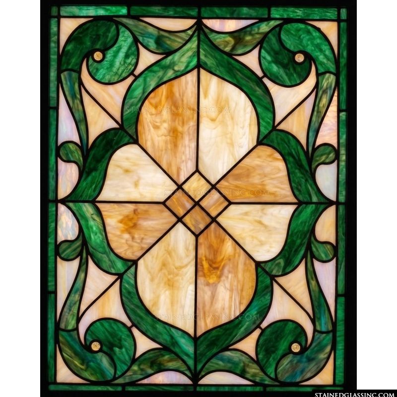 Amber Blossom with Emerald Scrollwork