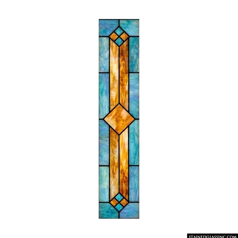 Geometric Diamond and Column in Azure and Amber