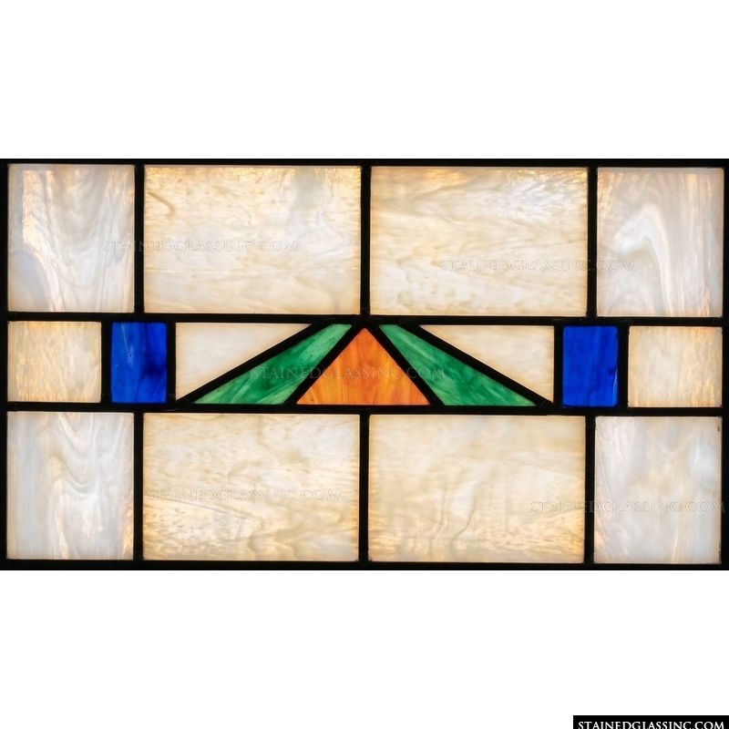 Abstract Geometric Triangle in Cream, Blue, and Green