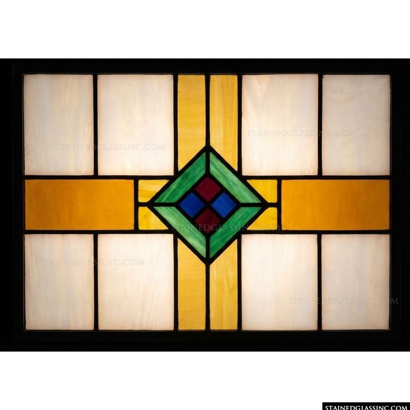 Geometric Diamond Medallion in Ochre and Emerald