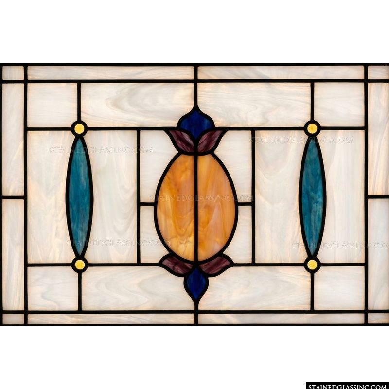 Amber Oval with Cobalt Accents