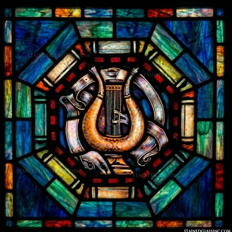 Golden Lyre in Cobalt and Emerald