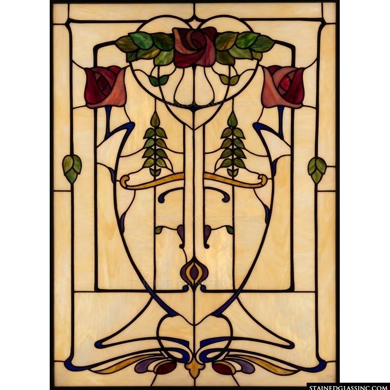 Rose and Leaf Art Nouveau Motif
