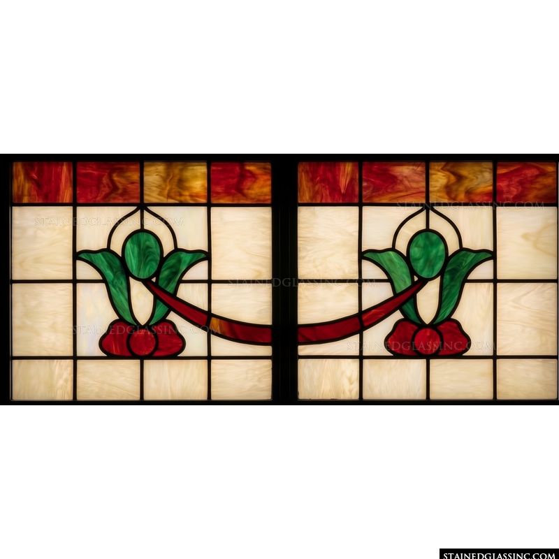 Dual Floral Motif in Cream and Crimson