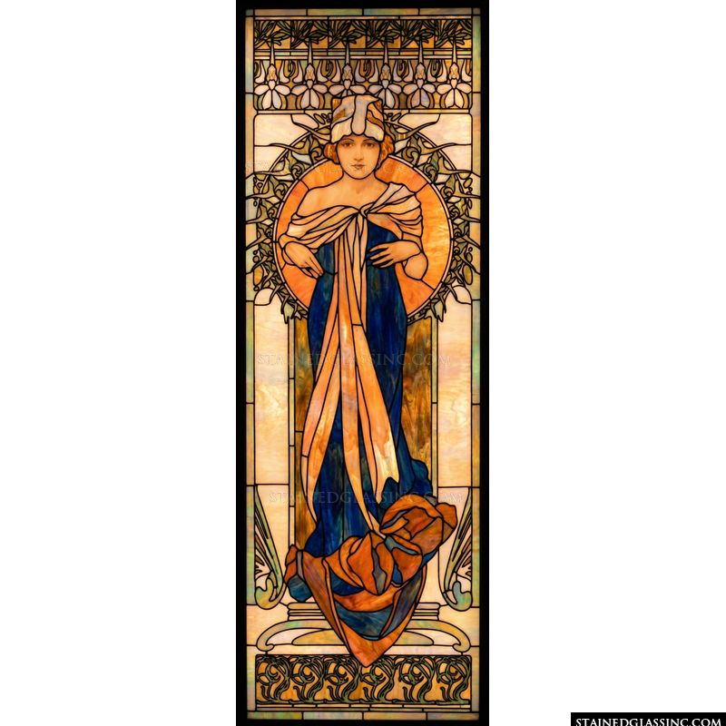 Art Nouveau Woman in Cobalt and Amber