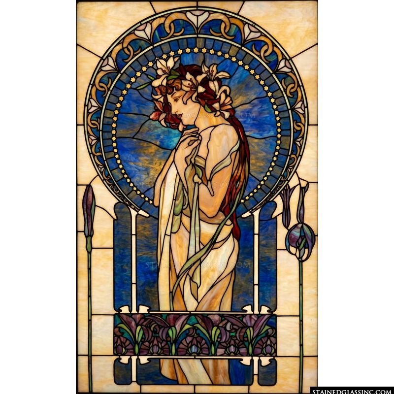 Art Nouveau Maiden with Lily Crown