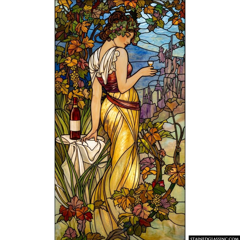 Maiden in the Vineyard with Wine