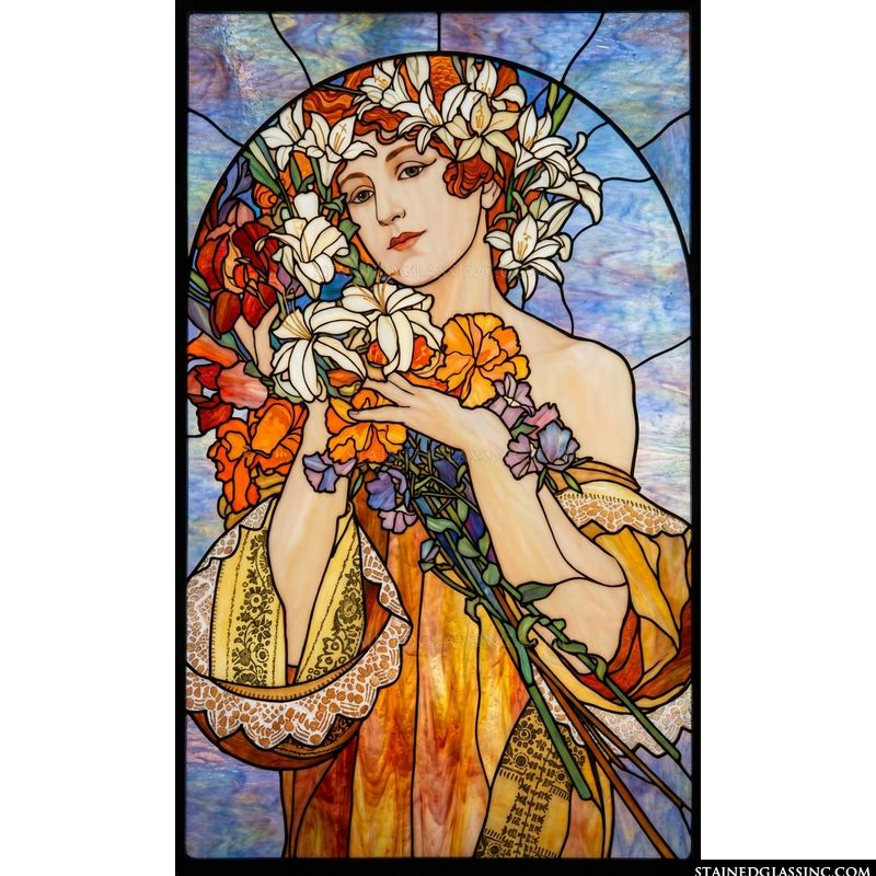 Woman with White Lilies and Golden Robe