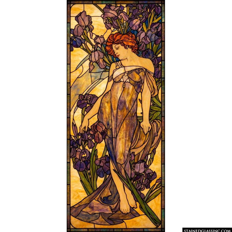 Maiden Amidst Blooming Irises