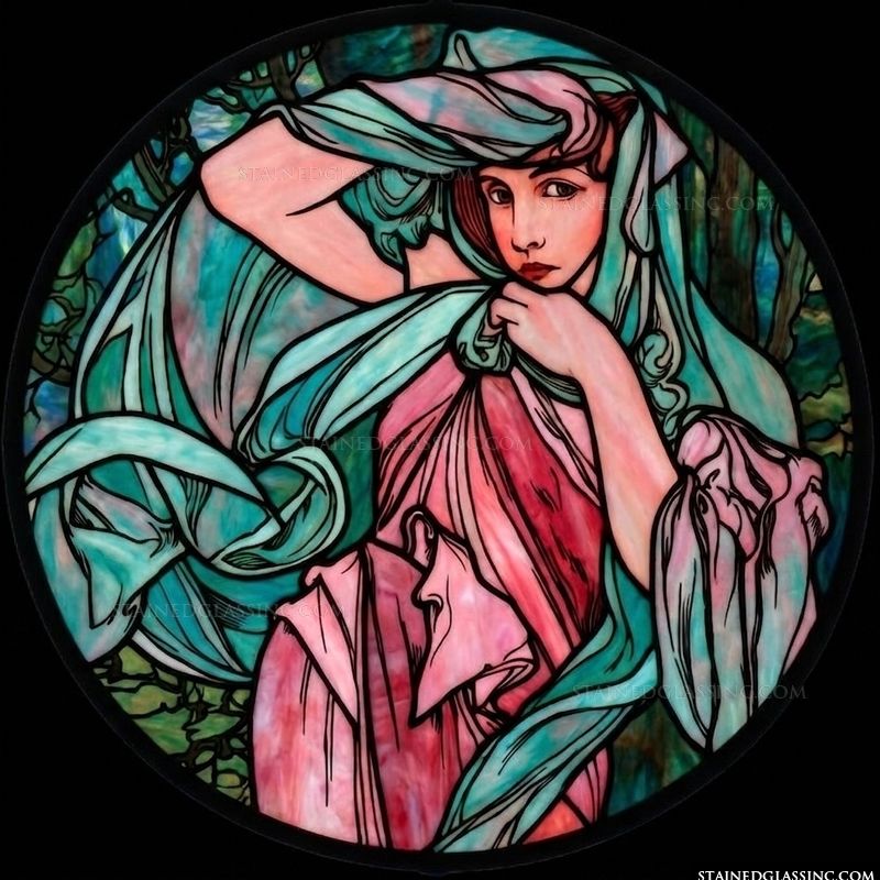 Maiden in Turquoise and Rose
