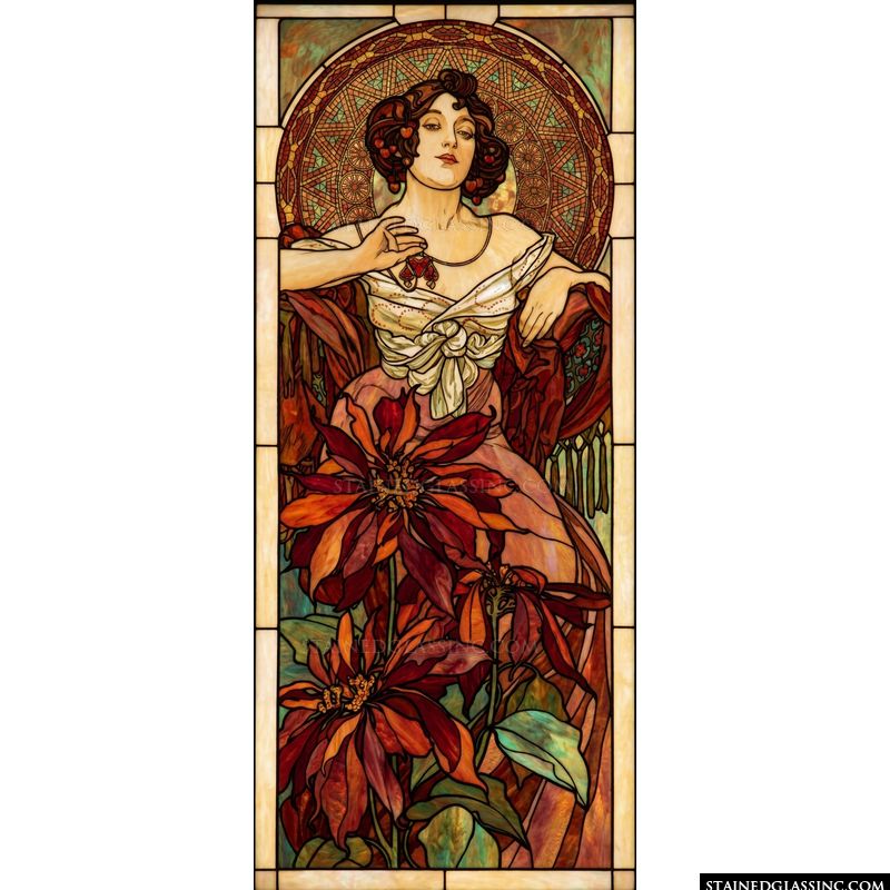 Art Nouveau Lady with Autumn Blooms