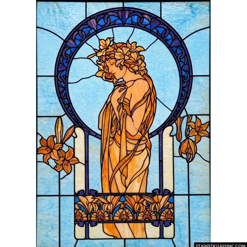 Art Nouveau Maiden with Lilies