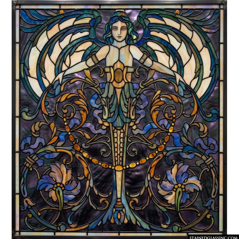 Art Nouveau Angel with Floral Flourishes