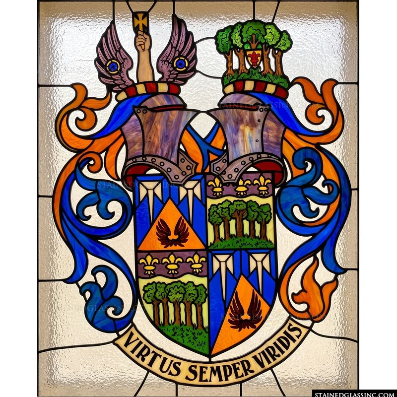 Heraldic Coat of Arms in Cobalt and Amber