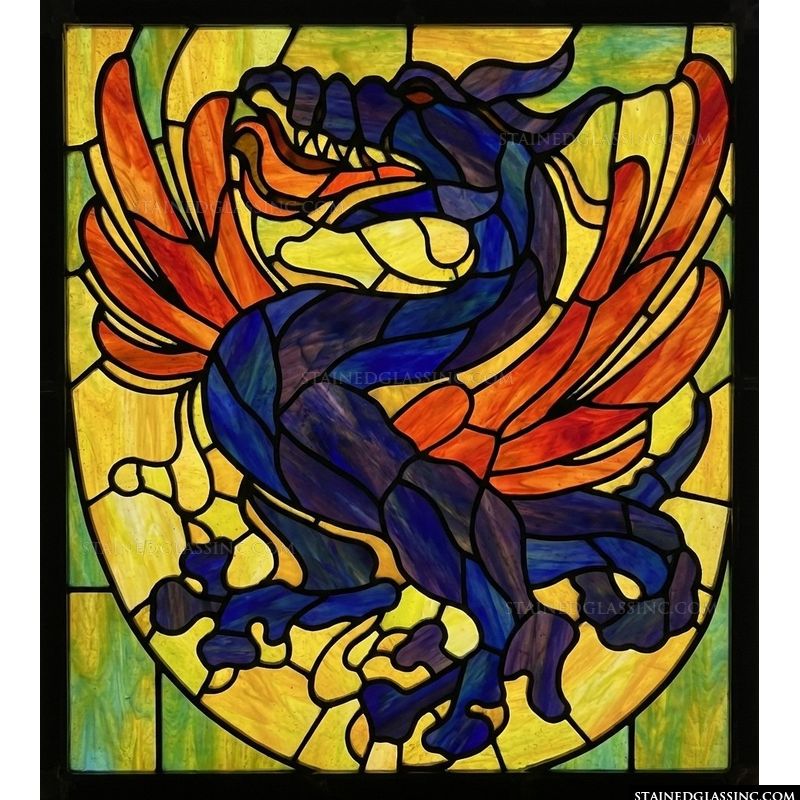 Fiery Dragon in Cobalt and Gold