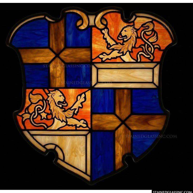 Heraldic Shield with Lions and Crosses